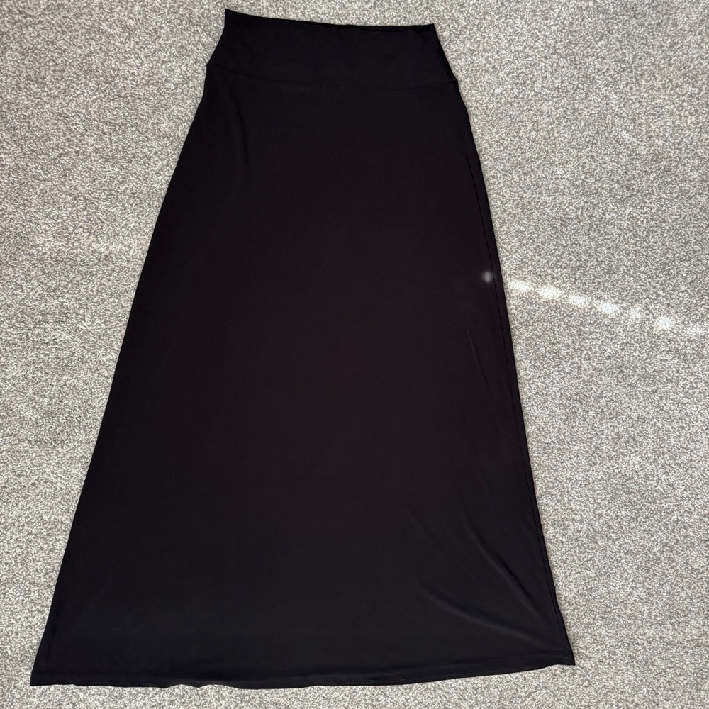 Valia Black Stretchy Elegant A-Line Maxi Skirt Size Medium